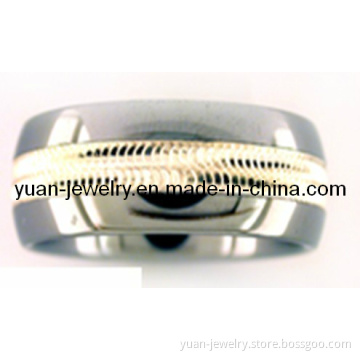 Tungsten Combined Ring with Gold Color in Middle